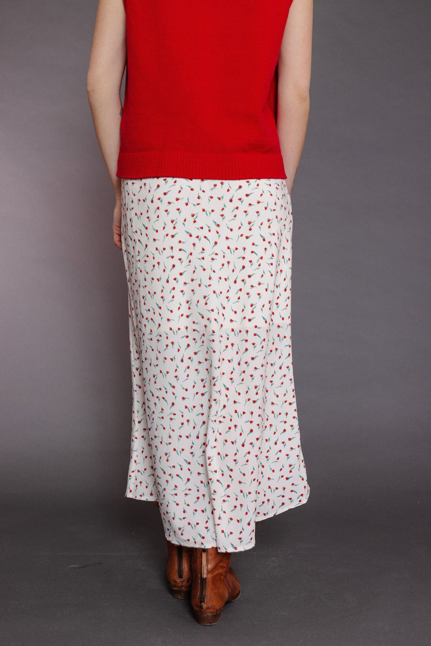 Tiptoe Skirt in Off White/Red