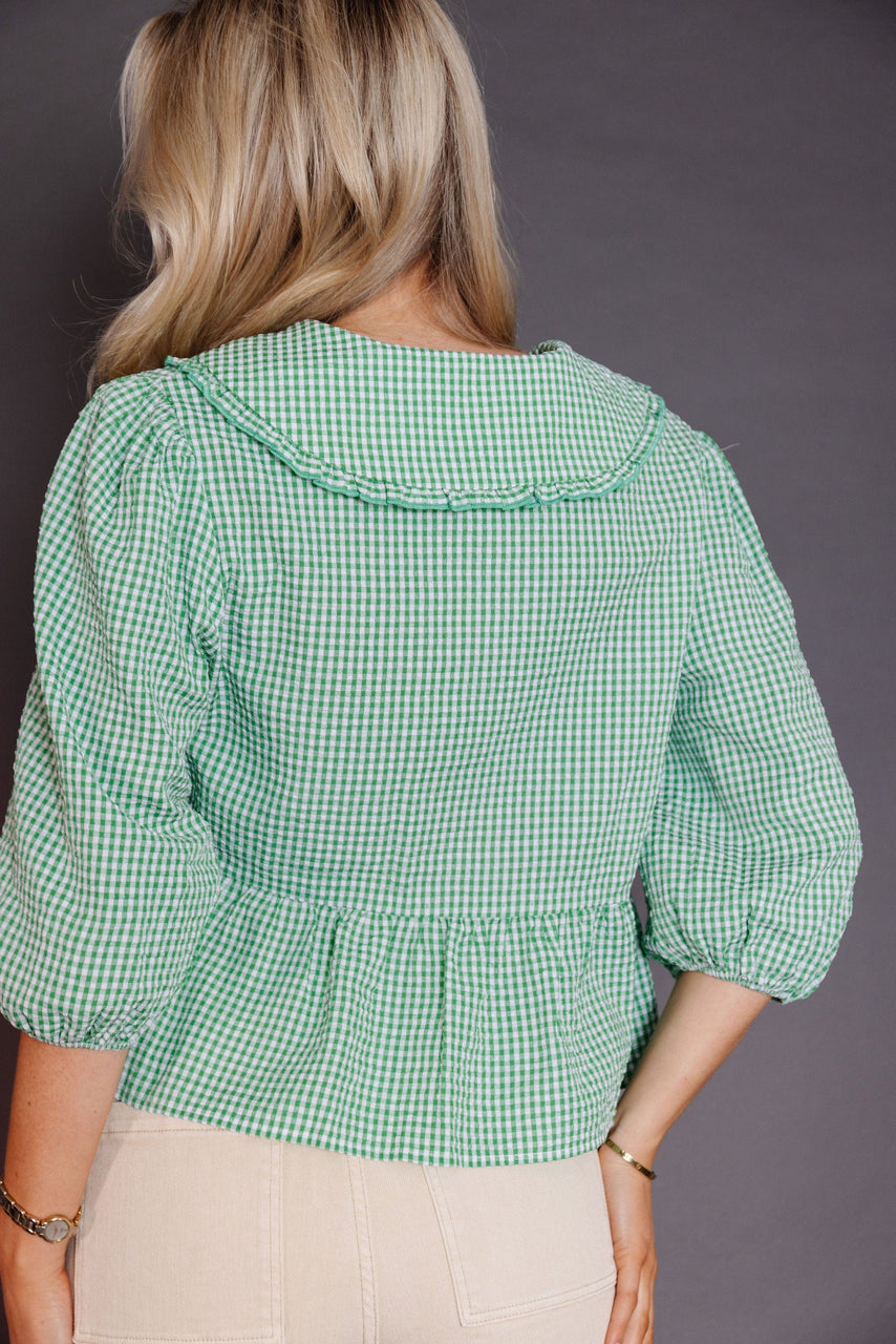 Larkin Blouse in Green/White