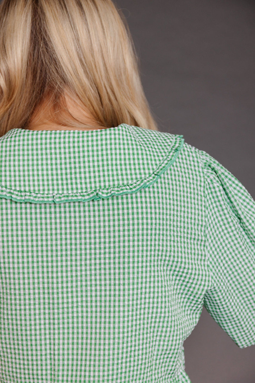 Larkin Blouse in Green/White