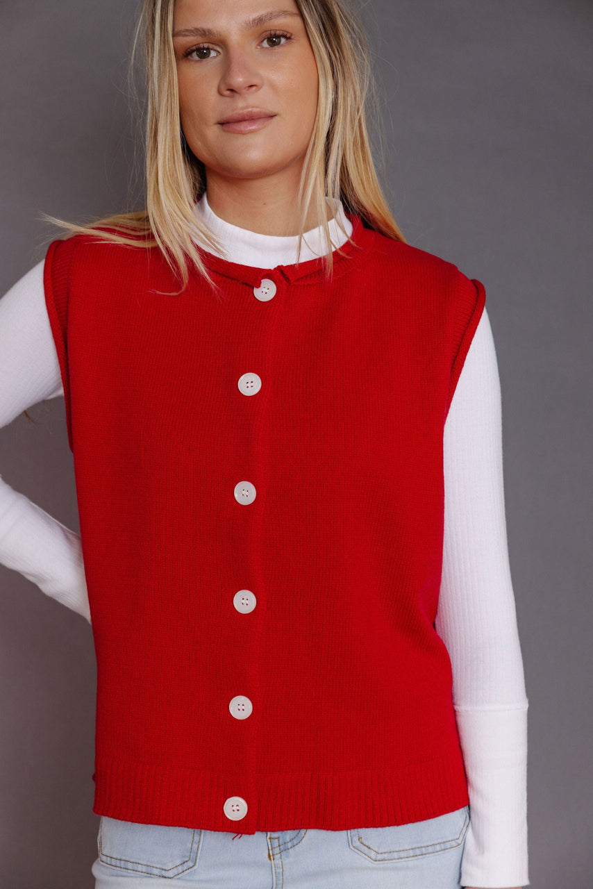 Murphy Sweater Vest in Cherry