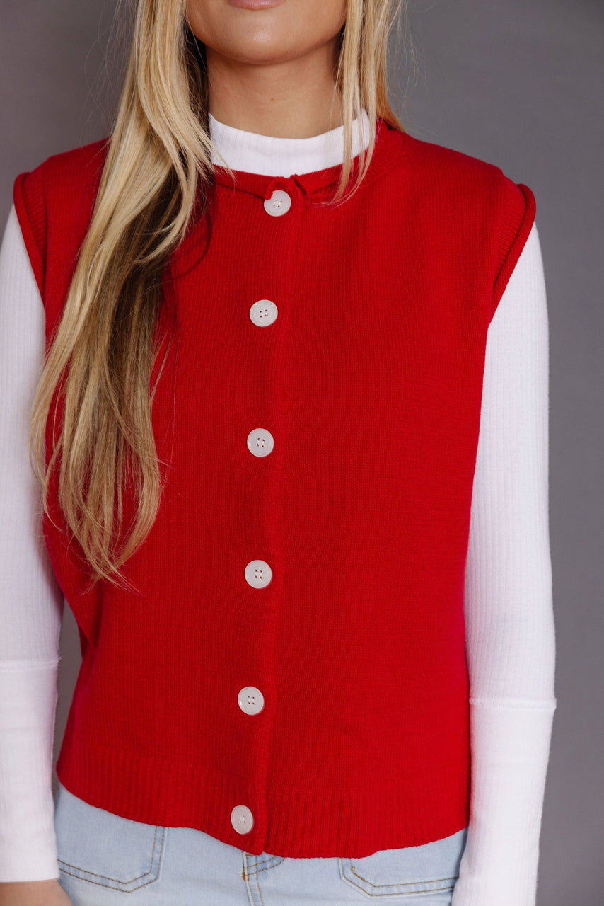 Murphy Sweater Vest in Cherry