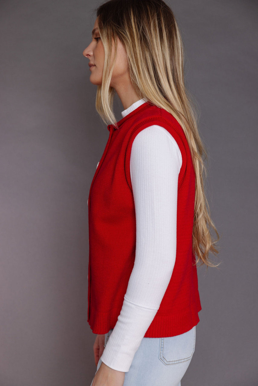 Murphy Sweater Vest in Cherry