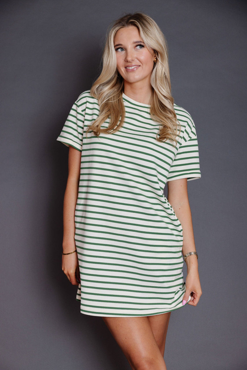 Robin Dress in Green/White Stripes