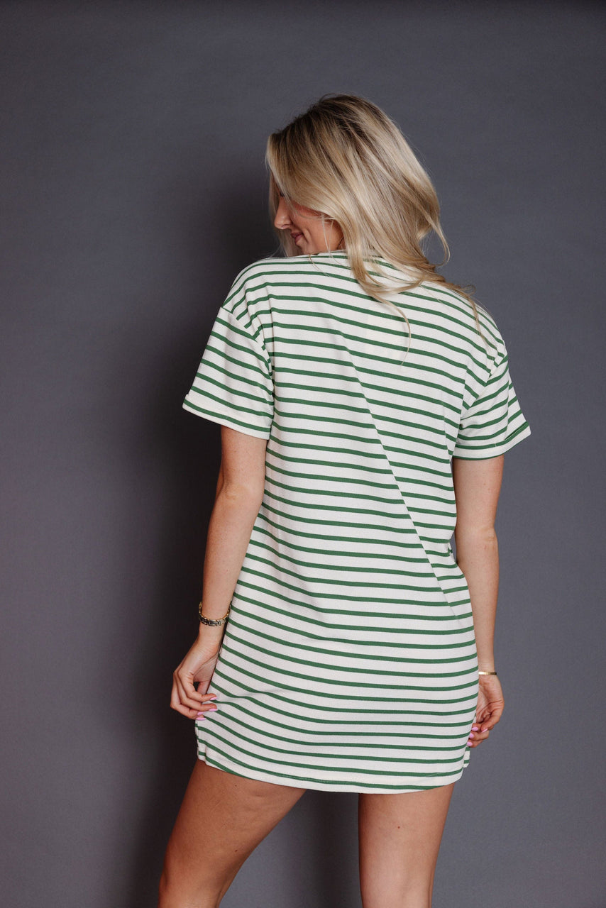 Robin Dress in Green/White Stripes