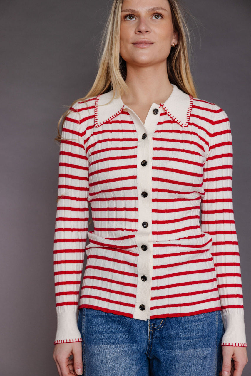 Ruby Cardigan in Cream/Red