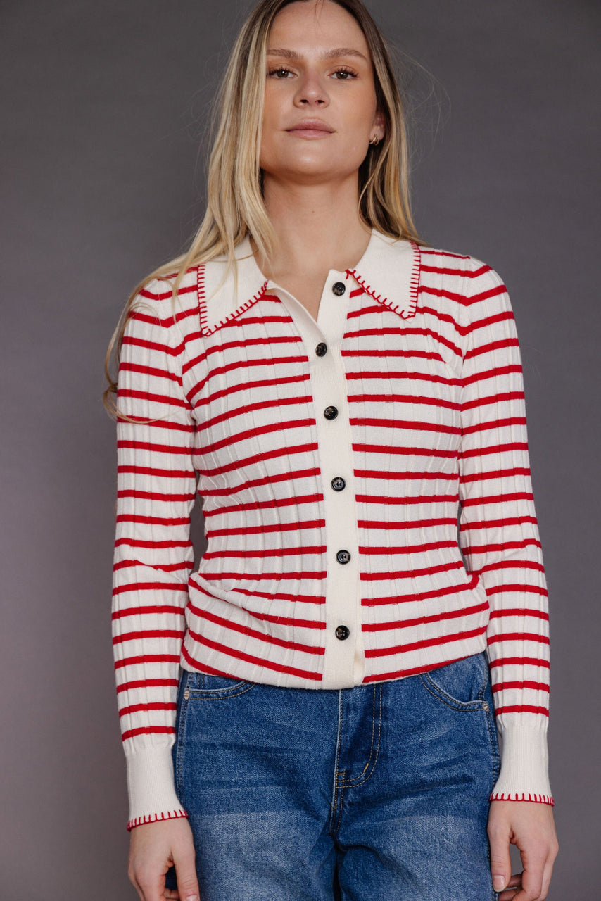 Ruby Cardigan in Cream/Red