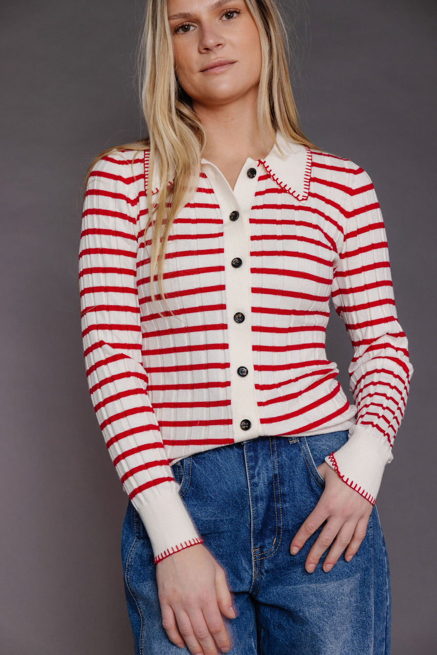 Ruby Cardigan in Cream/Red