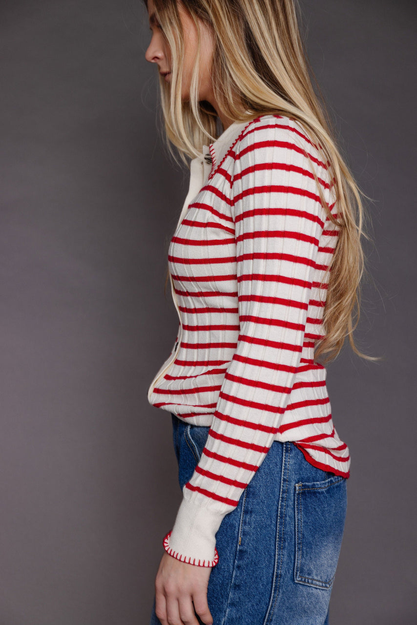 Ruby Cardigan in Cream/Red