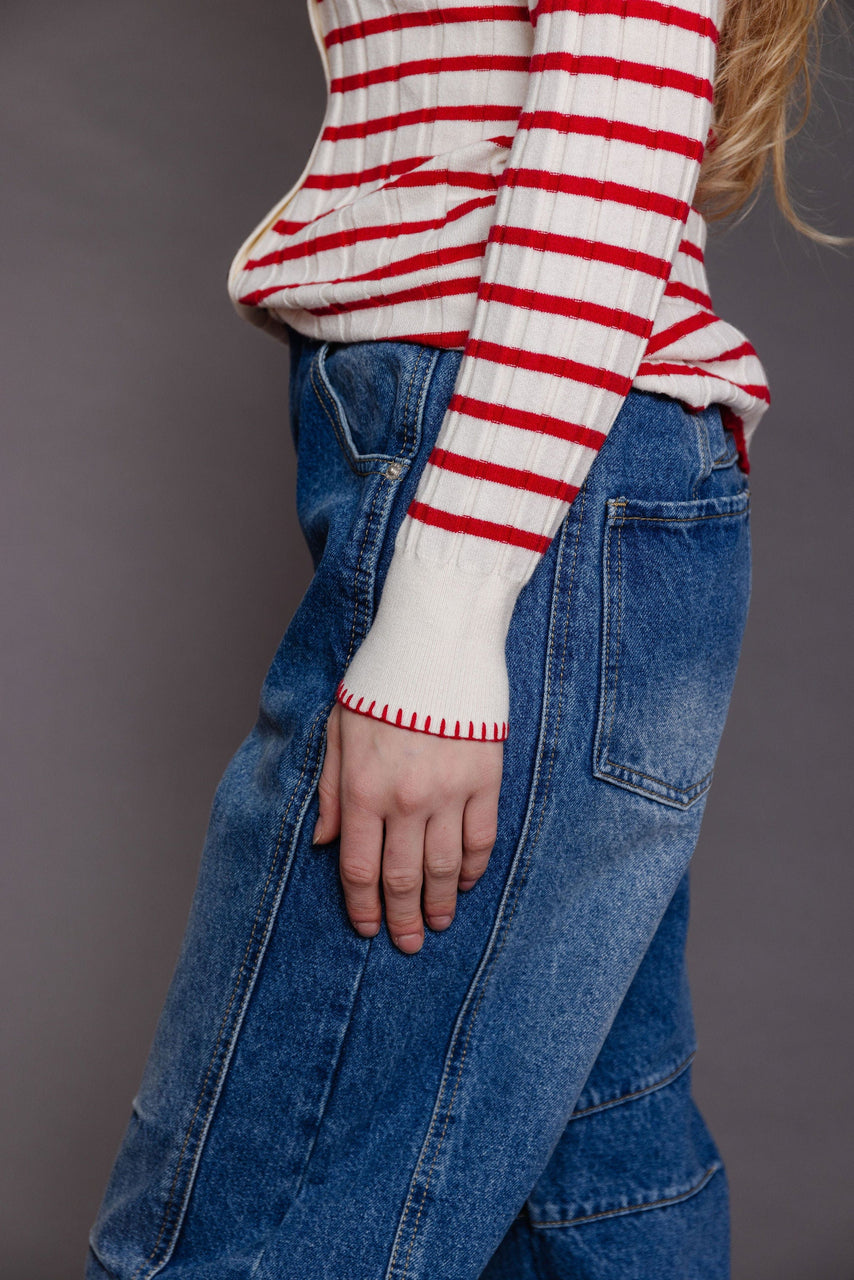 Ruby Cardigan in Cream/Red