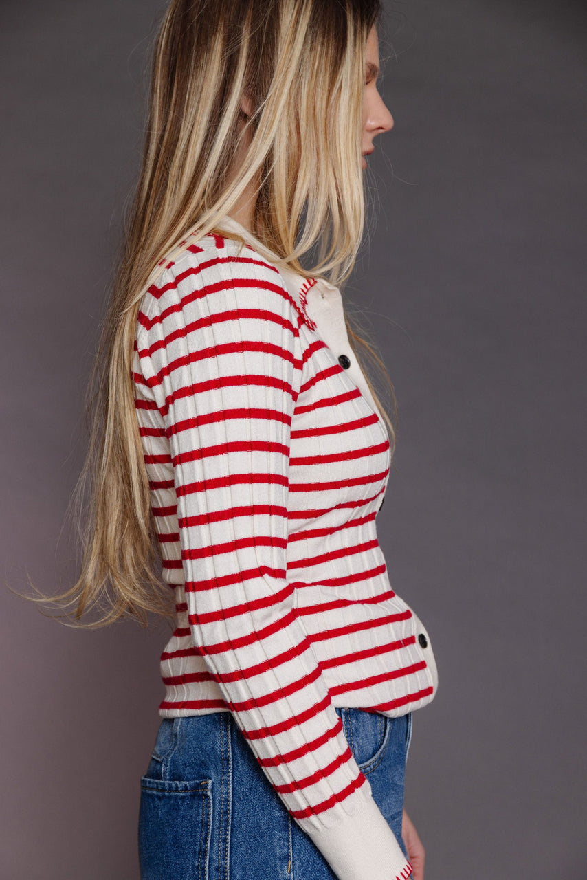 Ruby Cardigan in Cream/Red