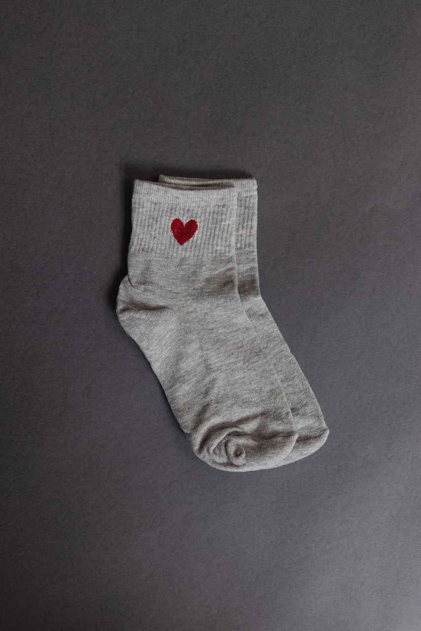 Grey Socks with Red Heart