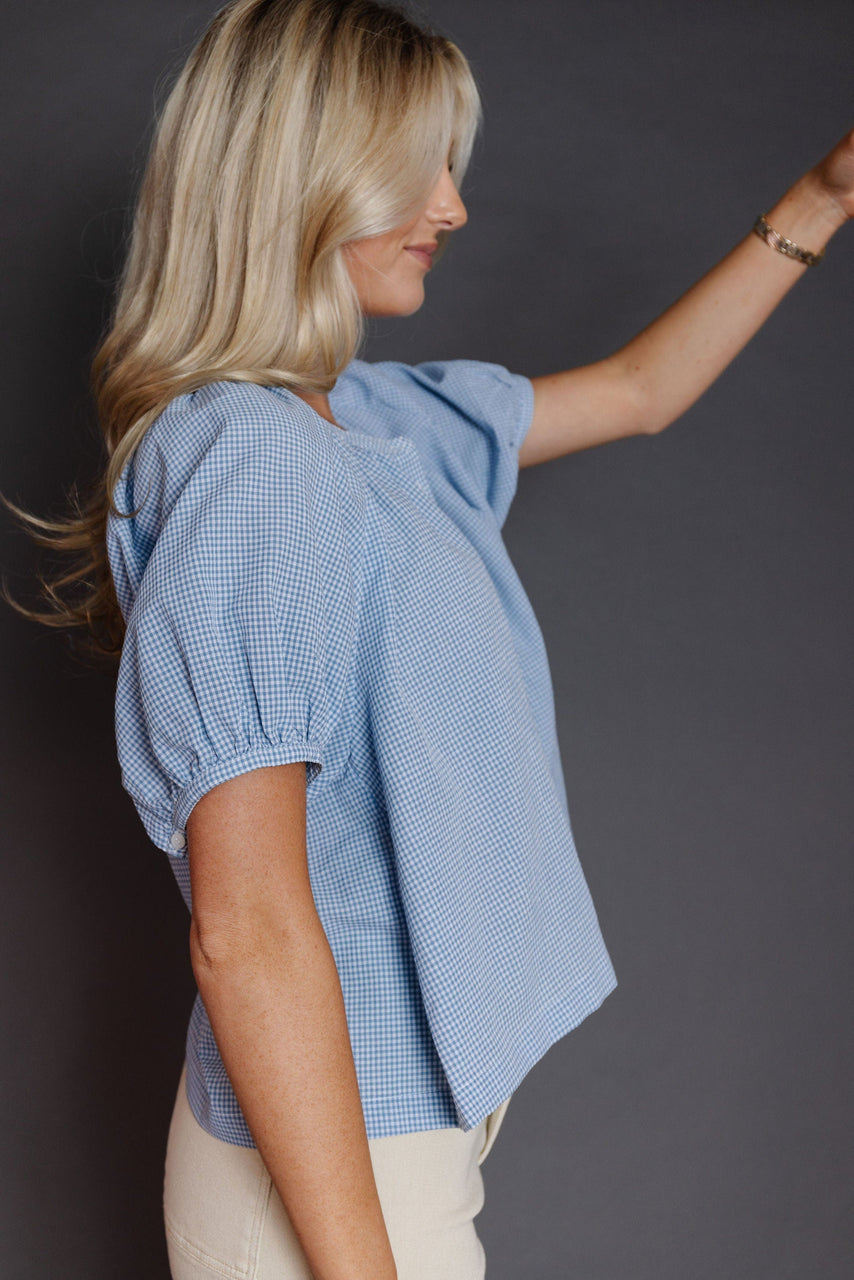 Willa Blouse in Blue/White Gingham