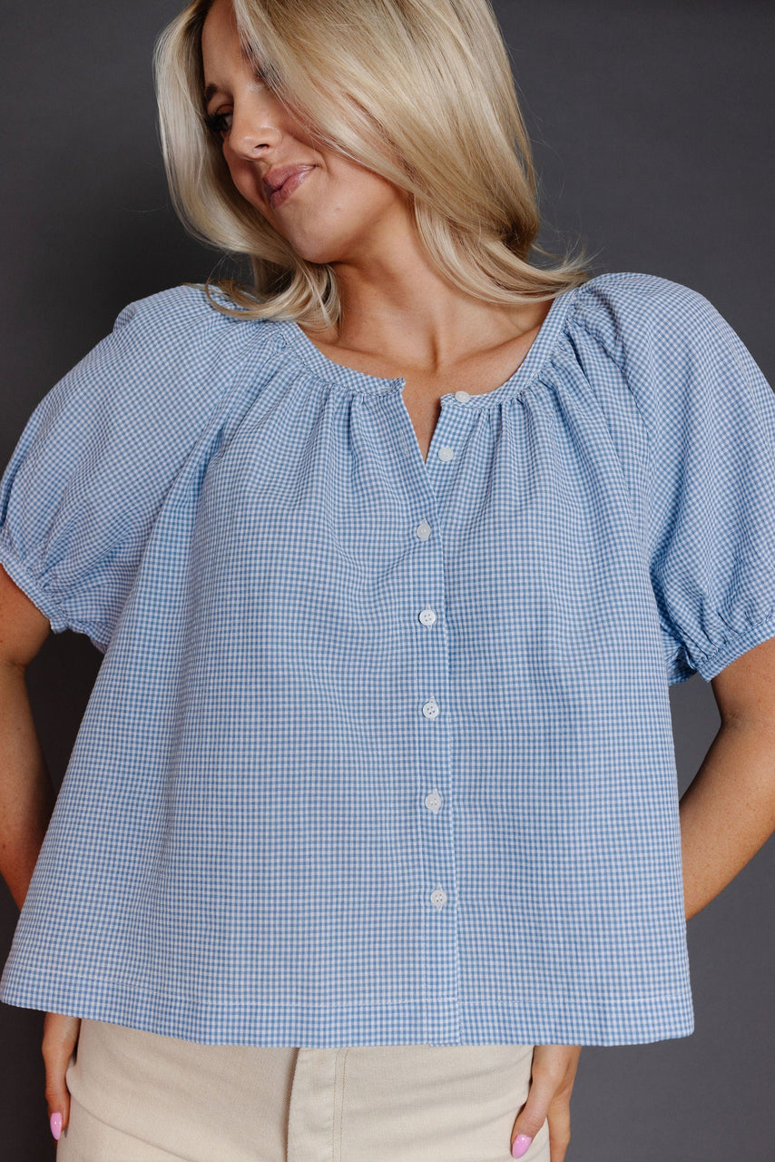 Willa Blouse in Blue/White Gingham