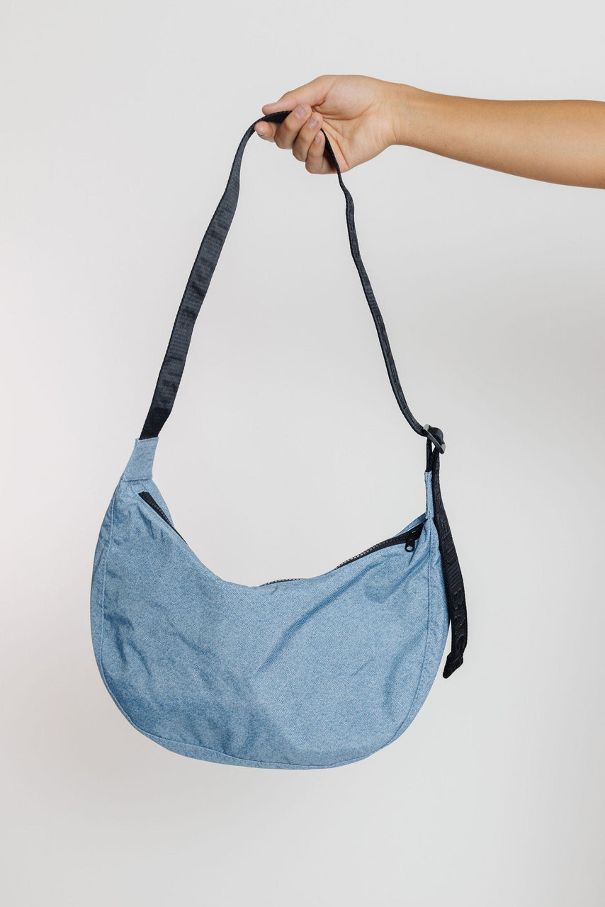 Baggu Medium Nylon Crescent Bag in Digital Denim