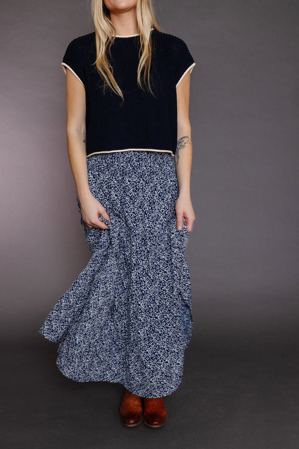 Pasha Skirt in Navy/White