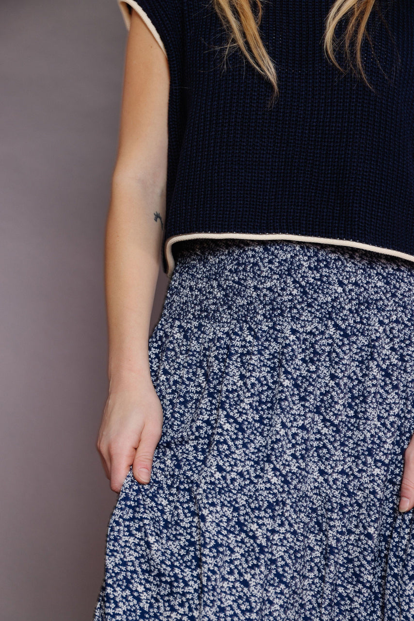 Pasha Skirt in Navy/White