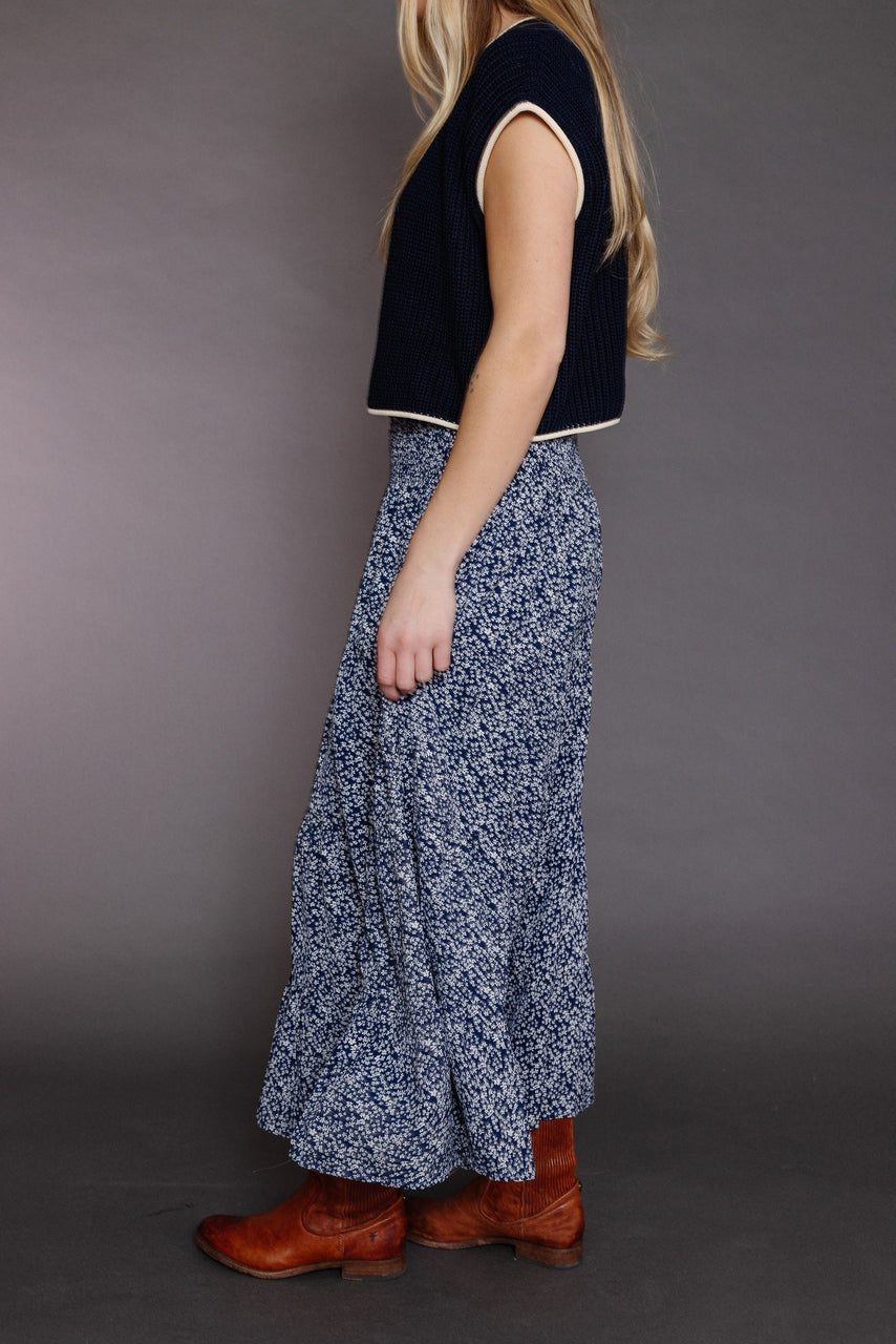 Pasha Skirt in Navy/White