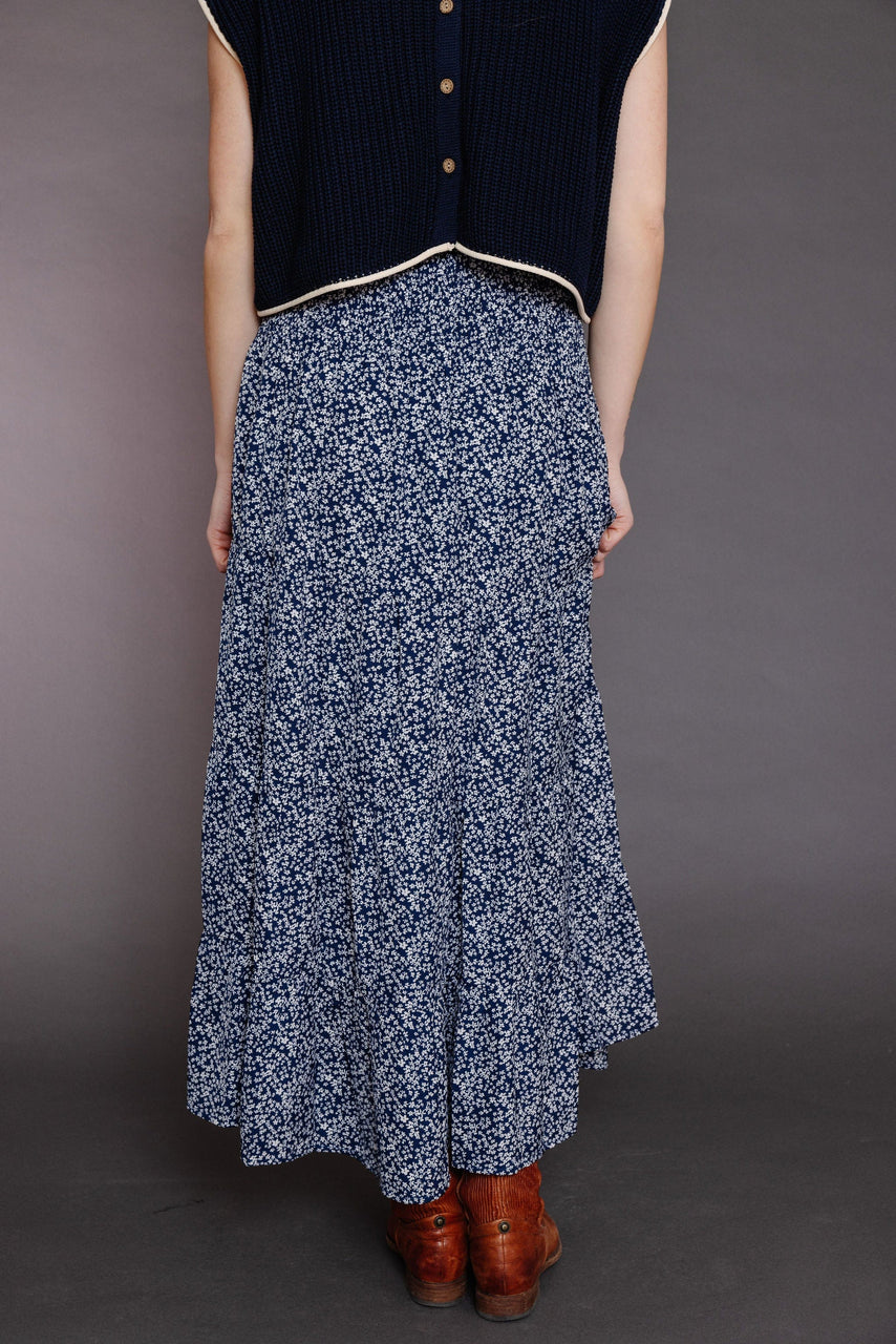 Pasha Skirt in Navy/White