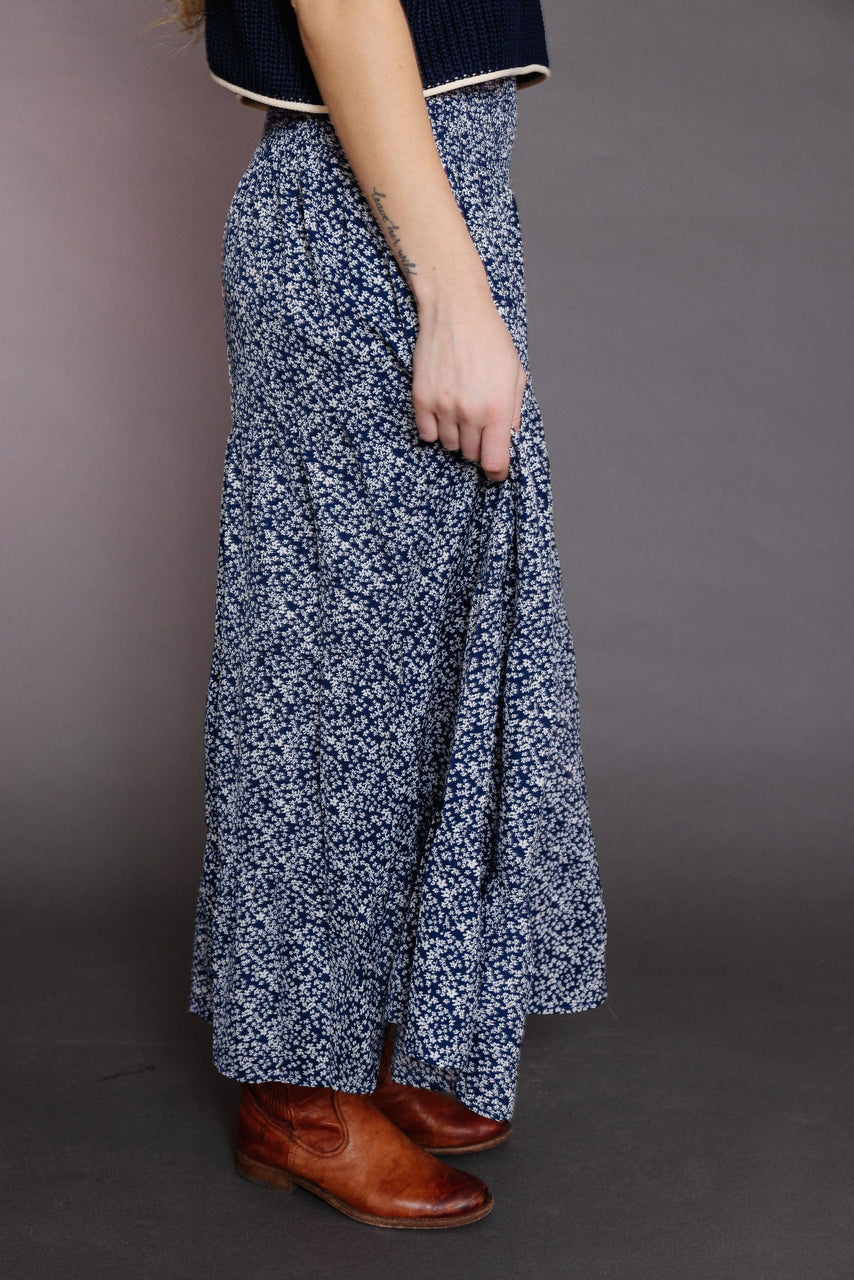 Pasha Skirt in Navy/White