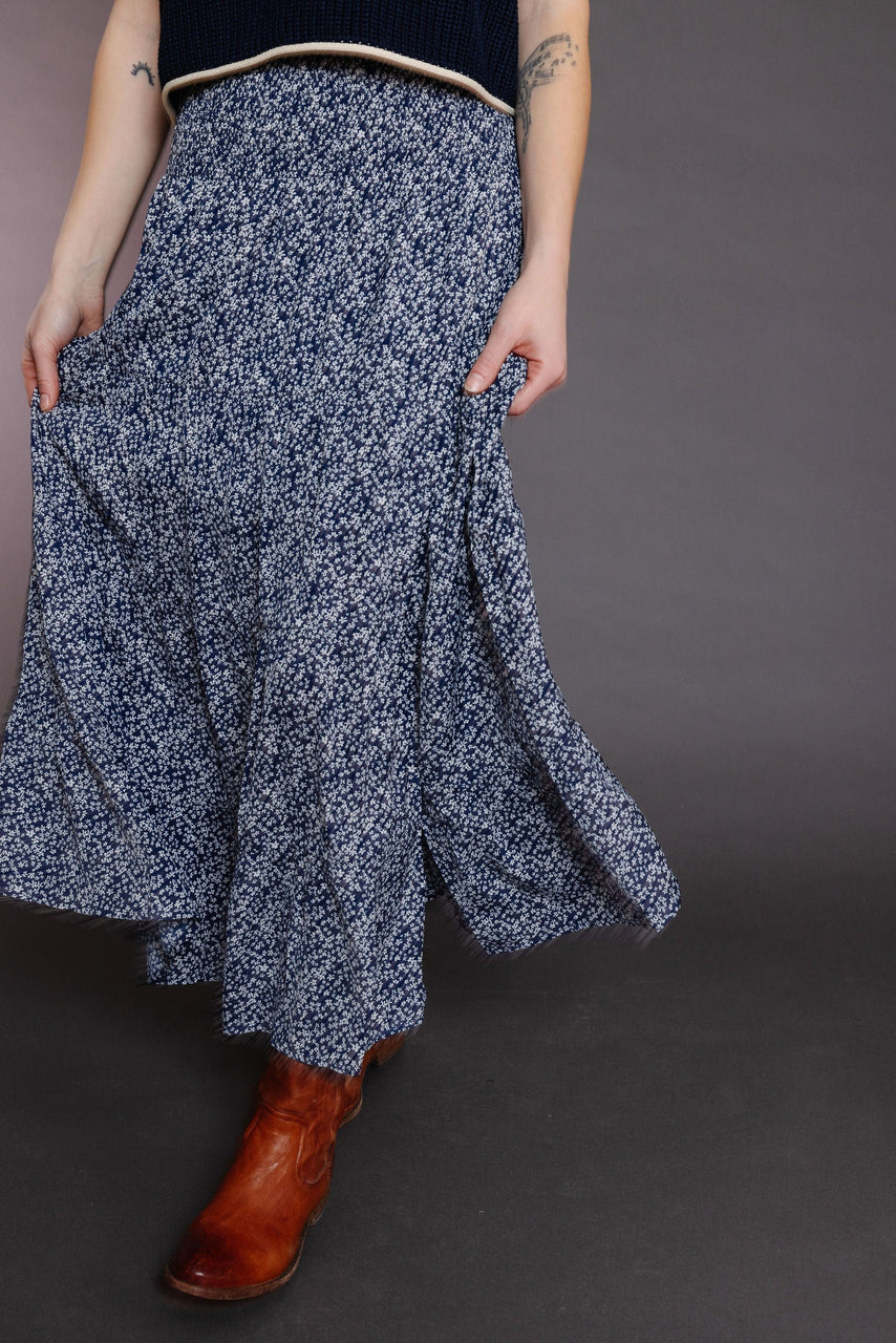 Pasha Skirt in Navy/White