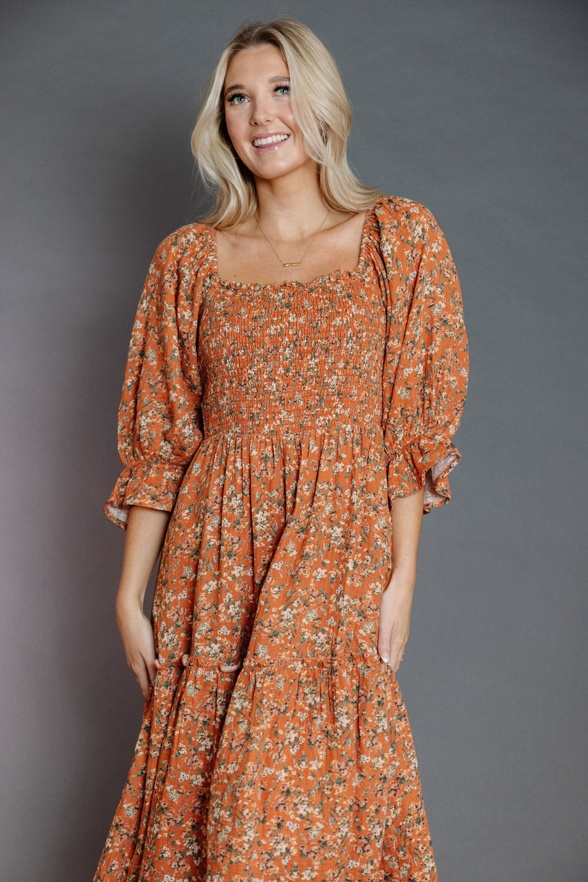 Crazy Love Dress in Rust Floral