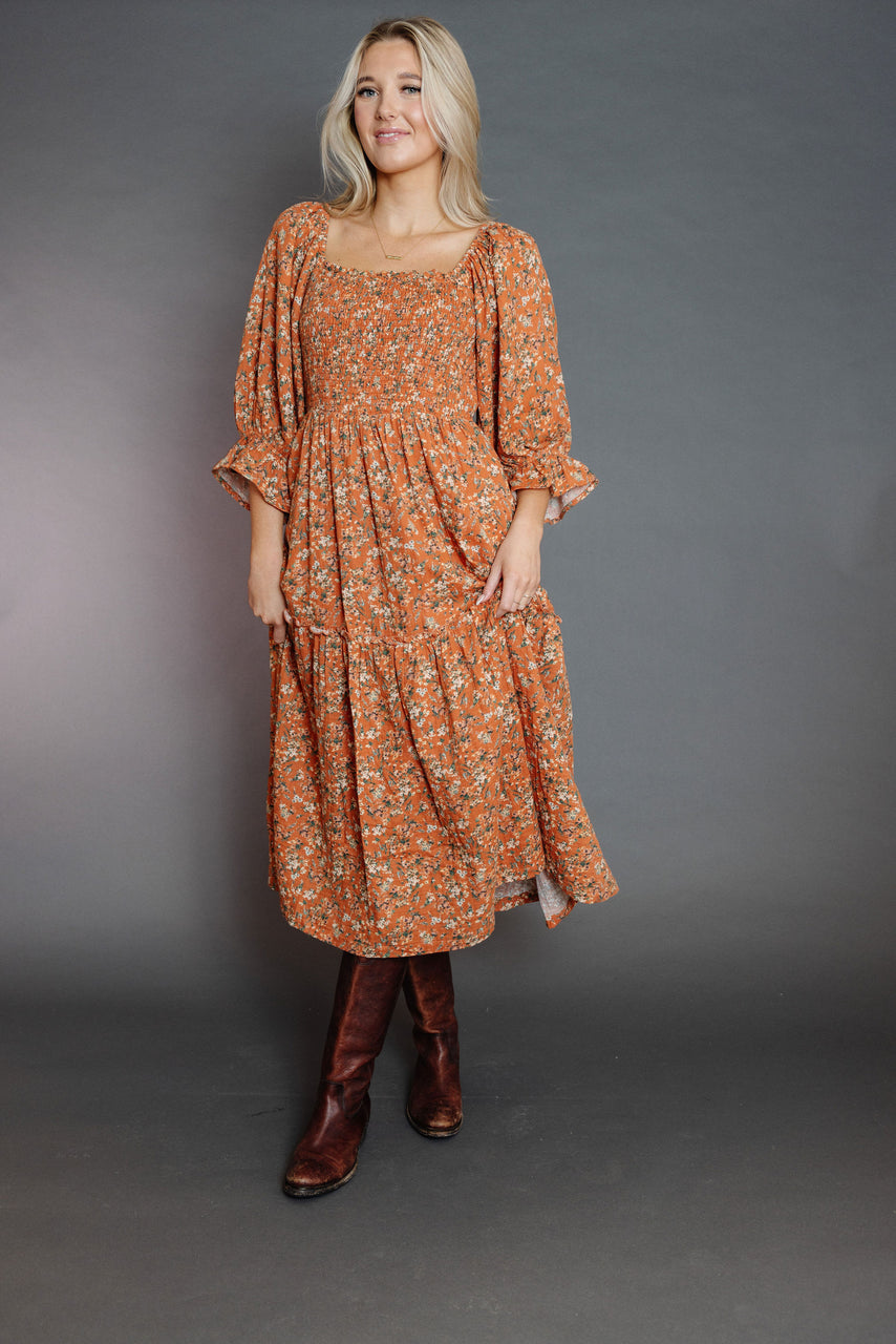 Crazy Love Dress in Rust Floral