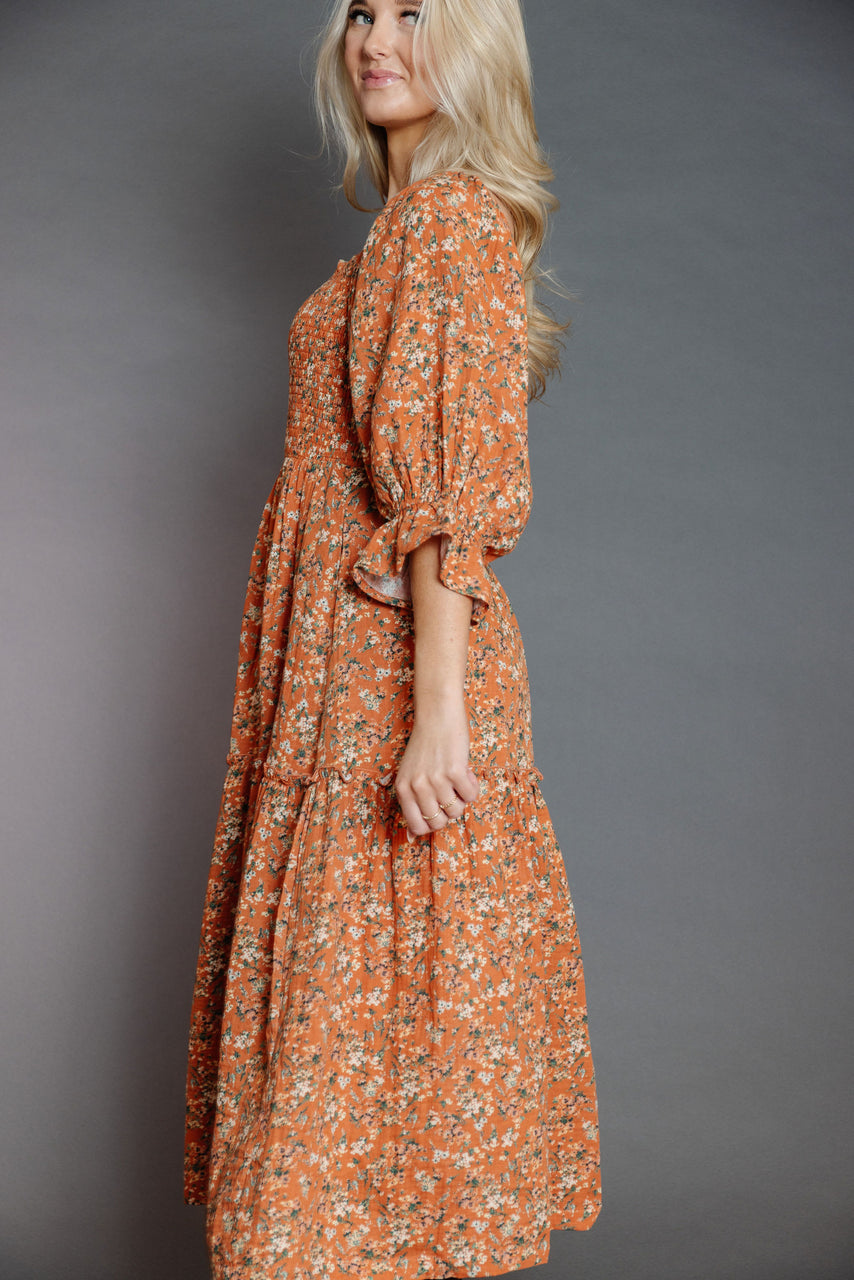 Crazy Love Dress in Rust Floral