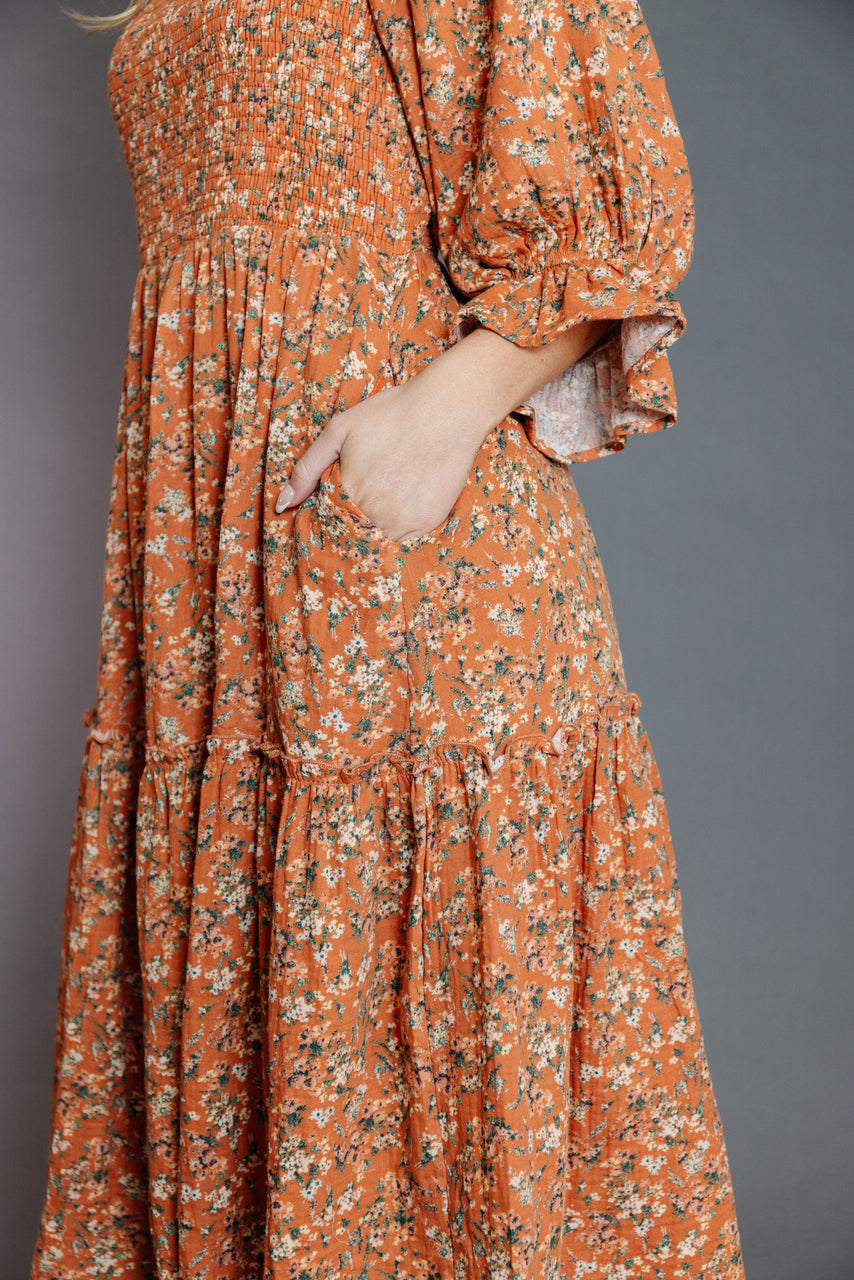 Crazy Love Dress in Rust Floral