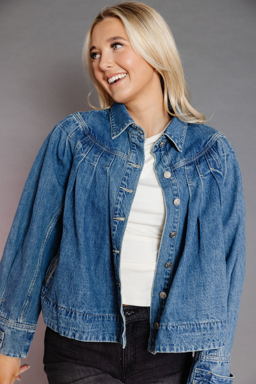 Daphne Pleated Denim Jacket