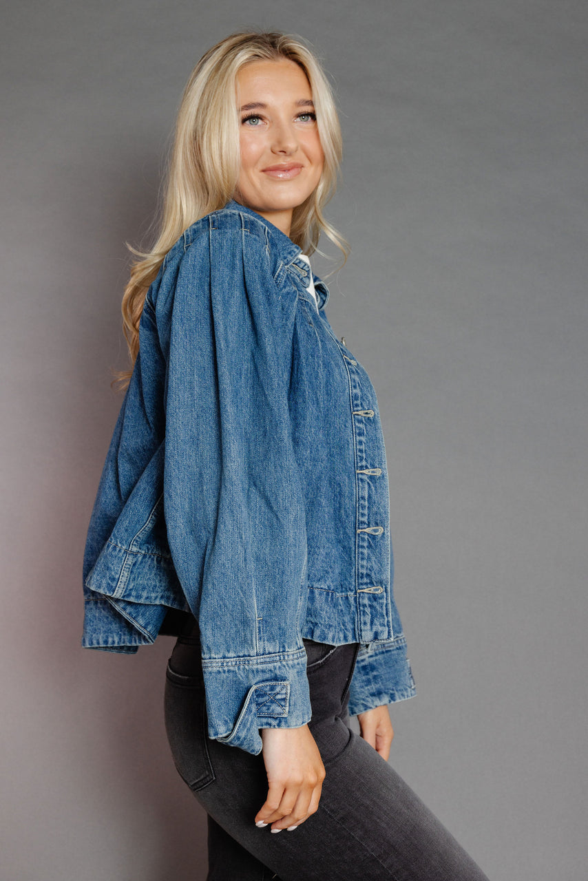 Daphne Pleated Denim Jacket