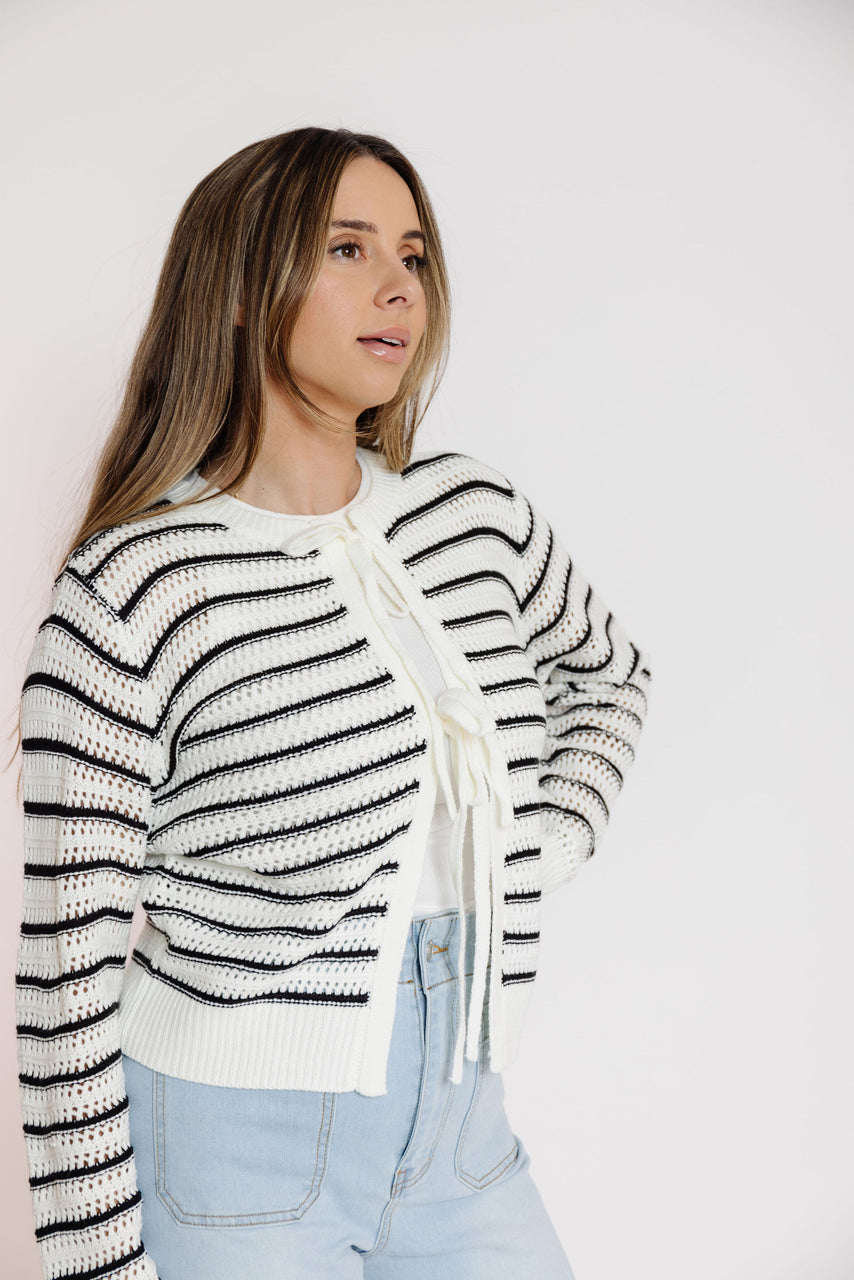 Ira Cardigan in Ivory/Black