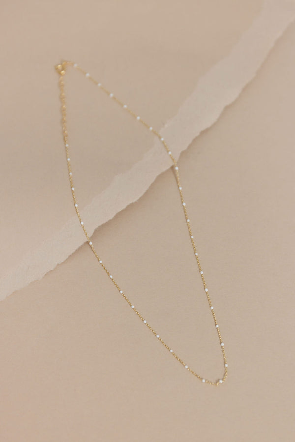 White Enamel & Gold Necklace by May Martin