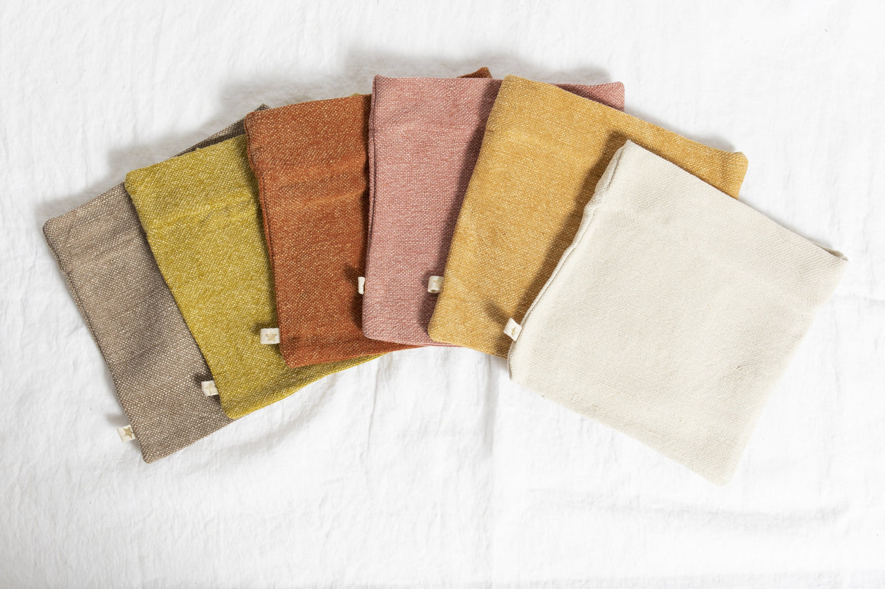 Cotton & Jute Zipper Pouch in Taupe